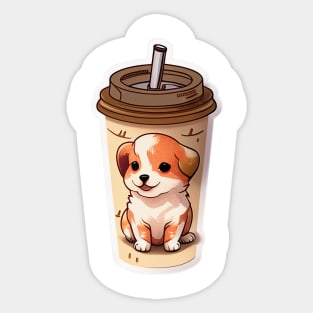 cute dog coffee cup Sticker